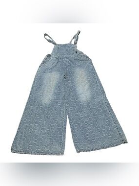 Fashion Nova Flower Power Denim Overalls - Medium Wash